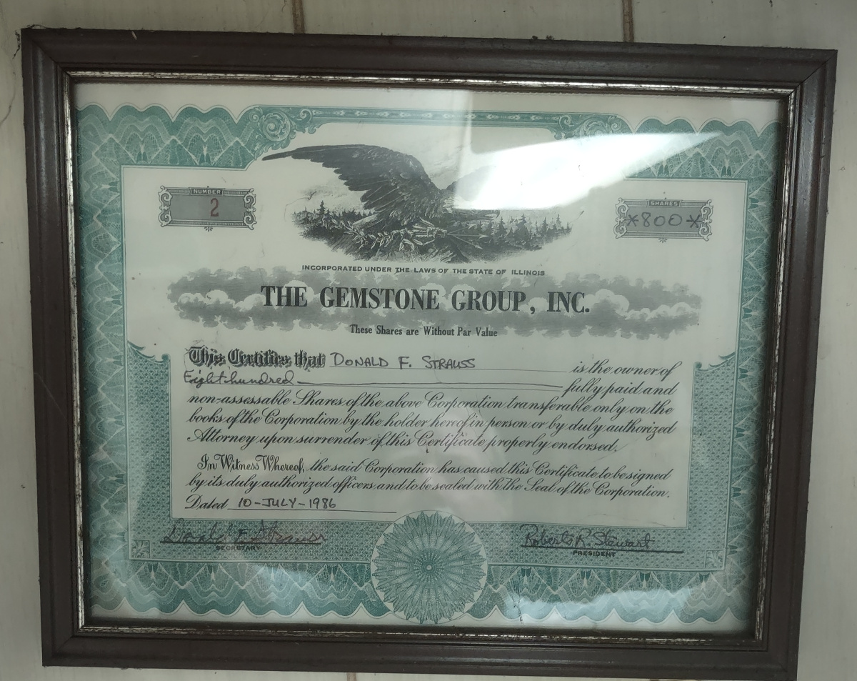 Gemstone Group Inc. Stock Certificate